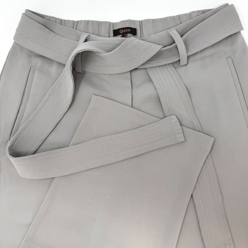 Quince Gray High Waisted Straight Leg Tie Belt Dress Pants Womens‎ 12